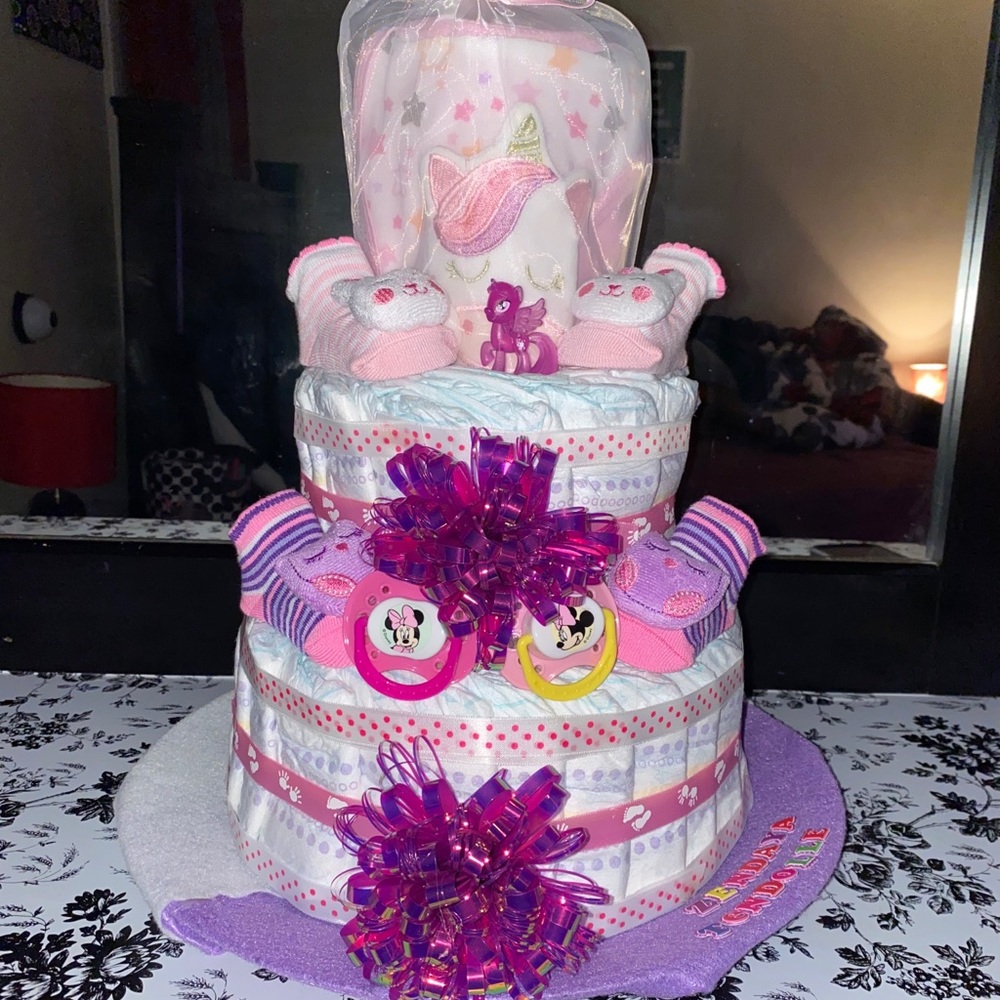 Simple Girl Diaper Cake!